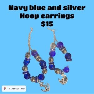 Navy blue loop earrings